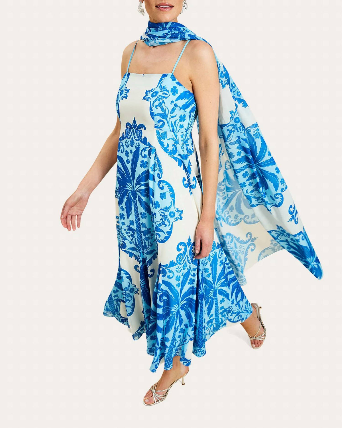Mestiza New York - Reverie Printed Chiffon Godet Scarf Maxi Dress