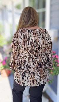 Keren Hart Animal Print Loose Smocked Woven Blouse in pattern - women's blouse - view 6