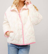 Blue B Quilted Bow Print Jacket in pink - women's jacket