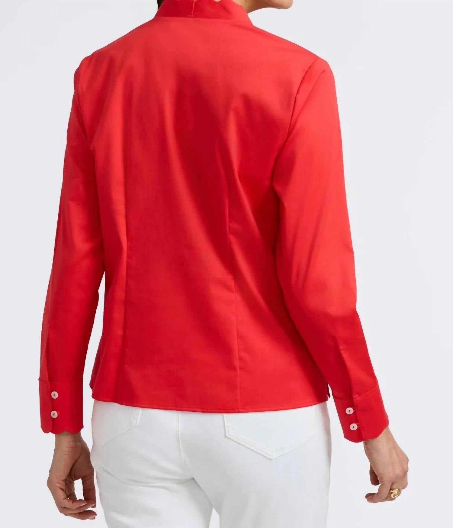 Foxcroft - Scalloped trim button down