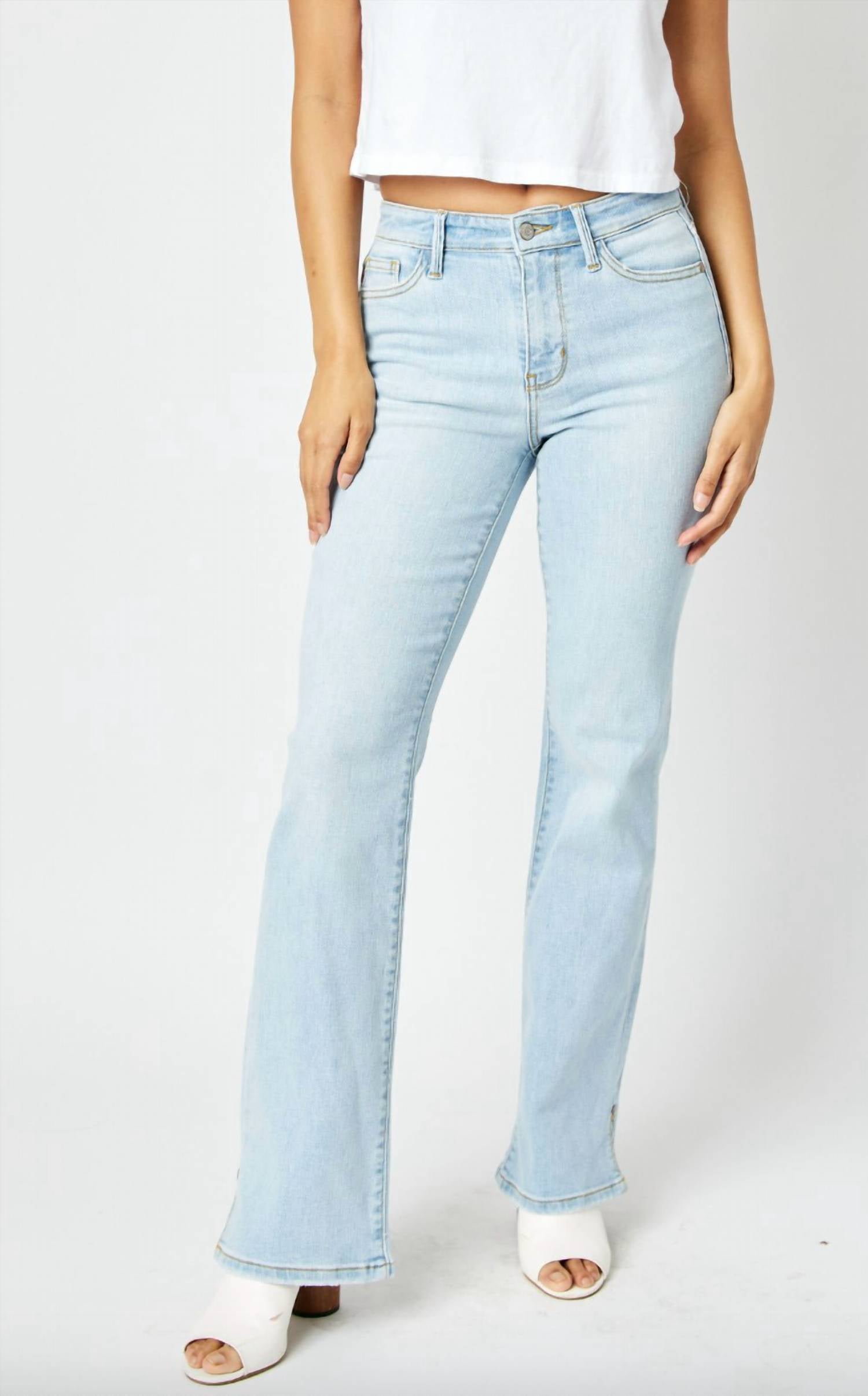 Judy Blue - Mid Rise Slit Hem Bootcut Jeans
