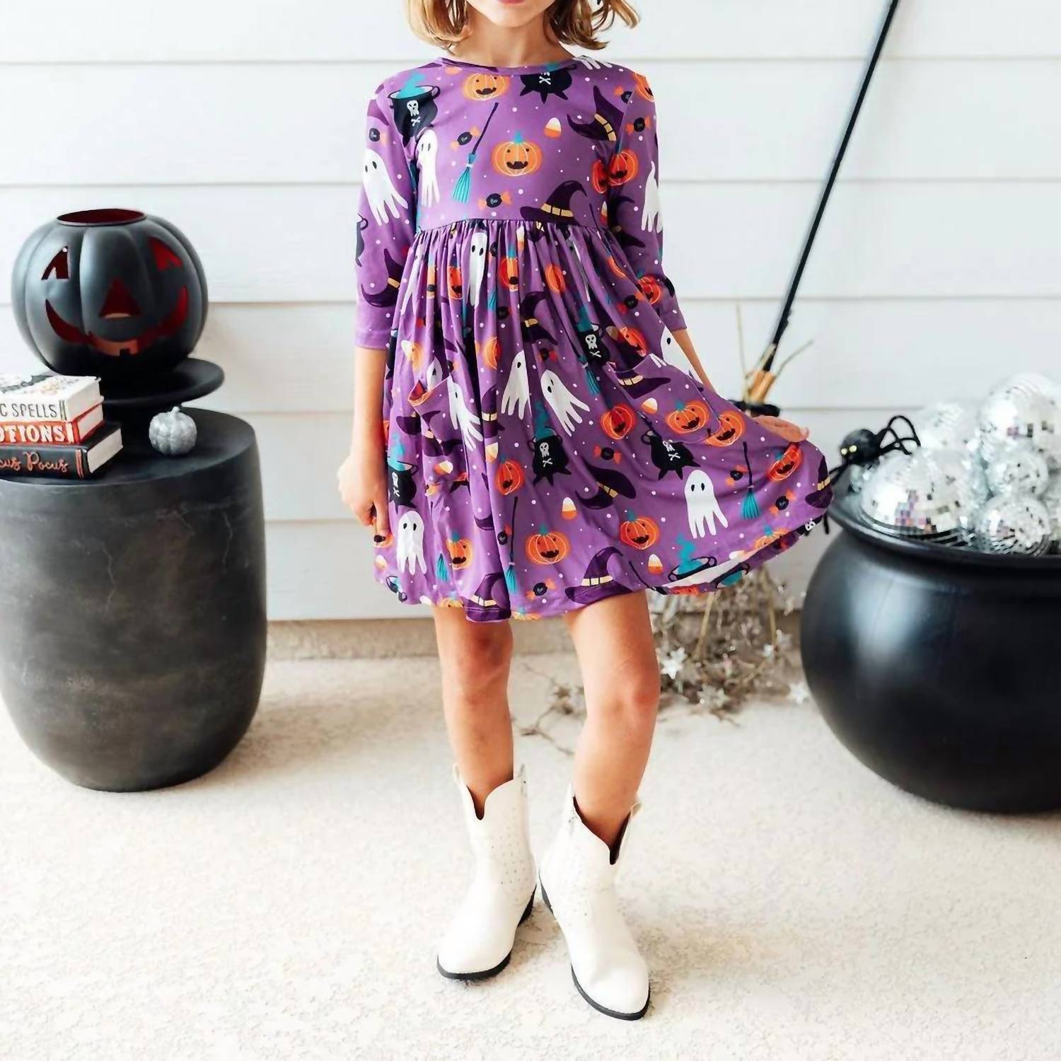 Mila & Rose - Three Quarter Sleeve Pocket Twirl Dress