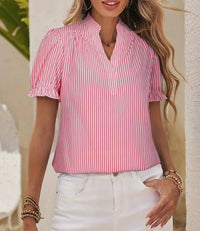 Little Daisy Closet - Sarah Stripe Short Sleeve Blouse