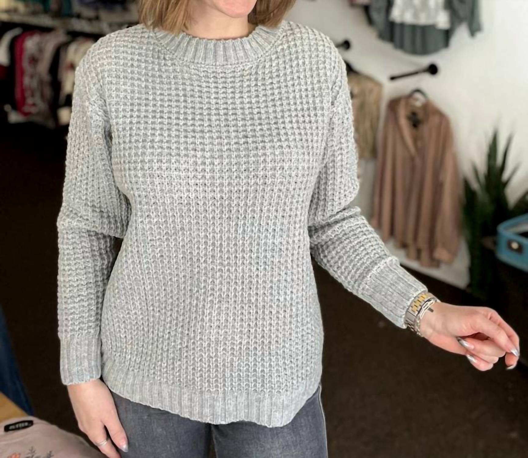 Zenana - Women's Feeling Flawless Waffle Knit Sweater