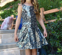 flowers by zoe Girl's Constance Swing Dress in grey blue - kids' dress
