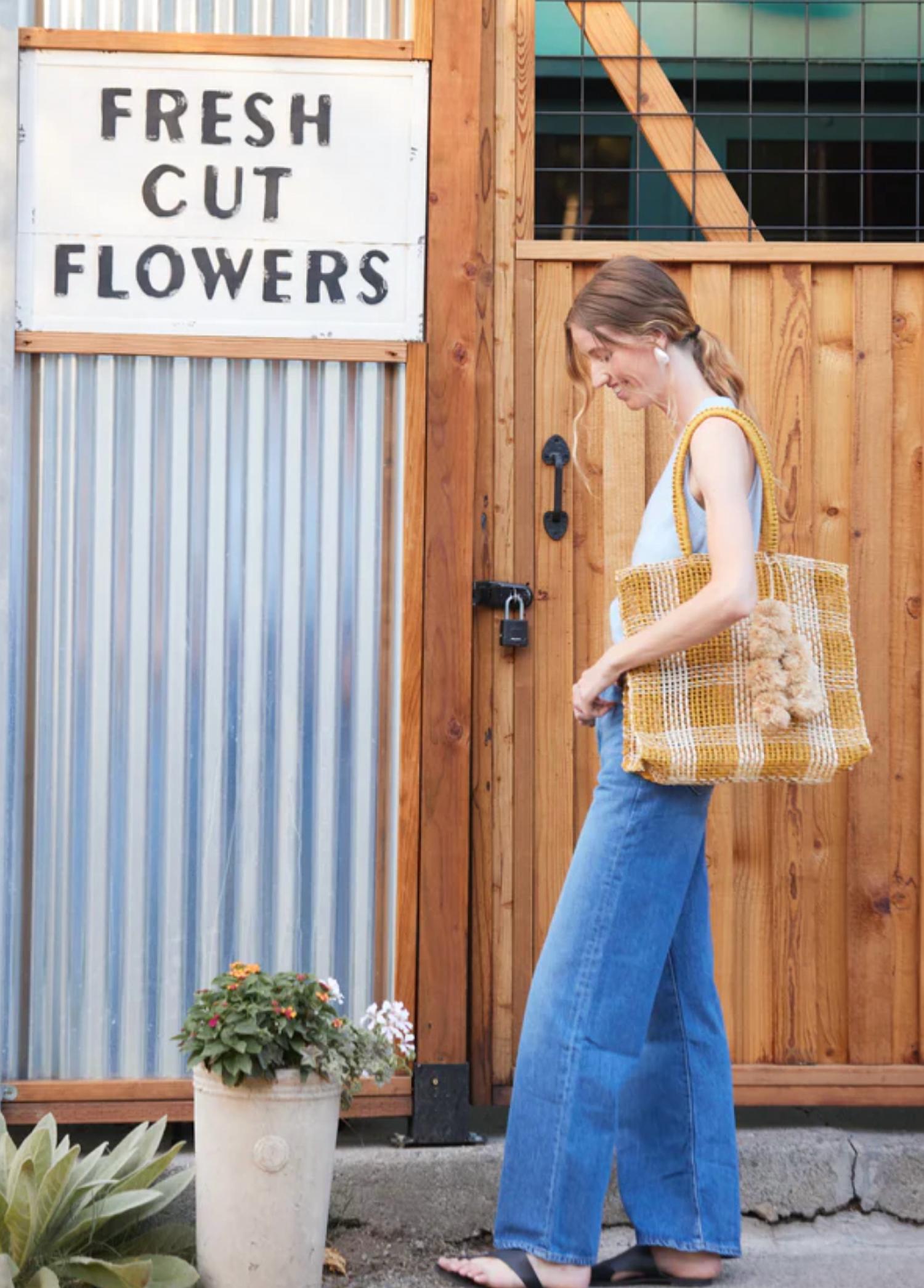 Kayu - Olive Straw Tote Bag