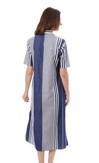 Dizzy-Lizzie The Breakers Maxi Shirt Dress in blue stripe - women's dress - detail view