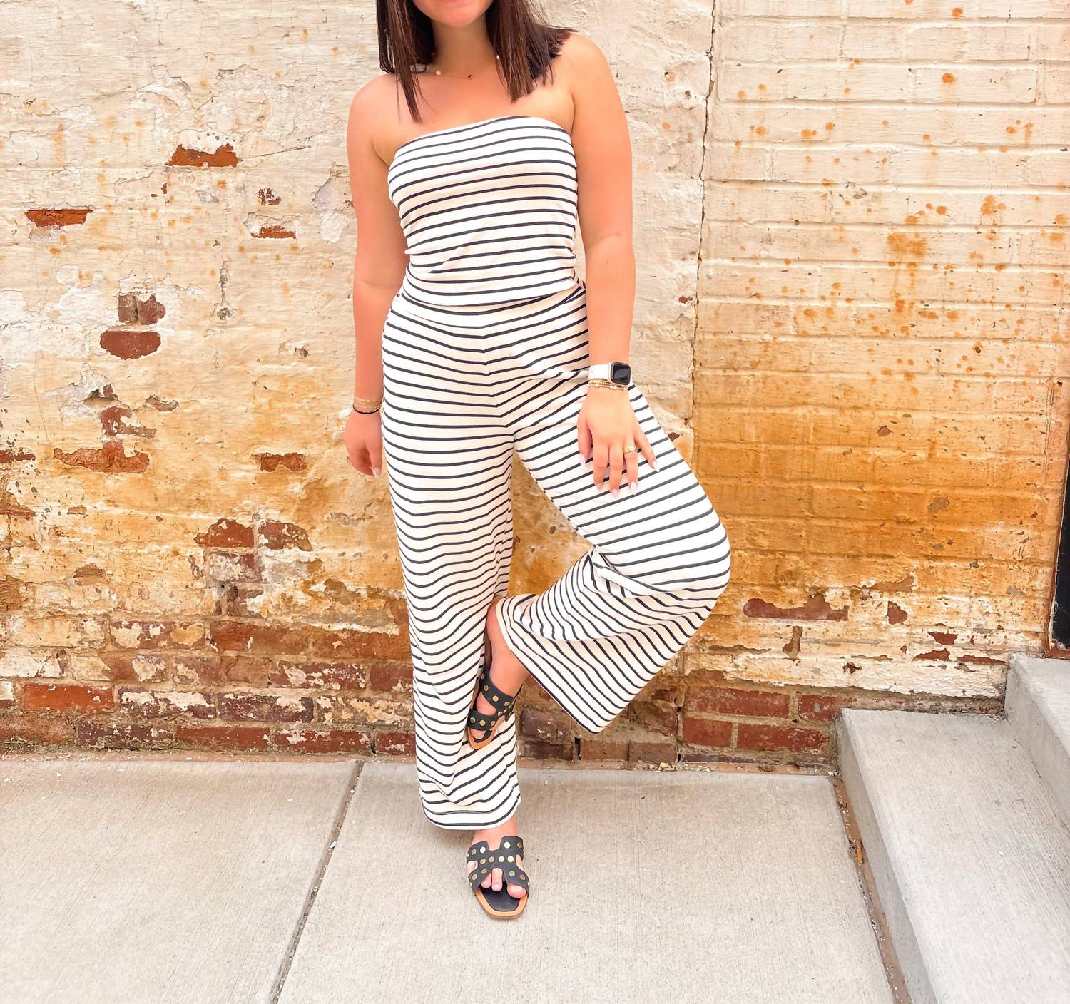 Blu Pepper - Stripe Wide Leg Knit Lounge Set