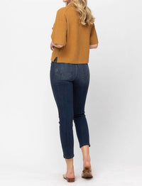 Judy Blue Mid Rise Cropped Relaxed Denim Jeans in blue - women's jeans - view 7