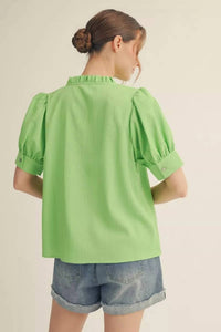 Jodifl Butter Me Up Top in apple green - women's blouse - alternate view