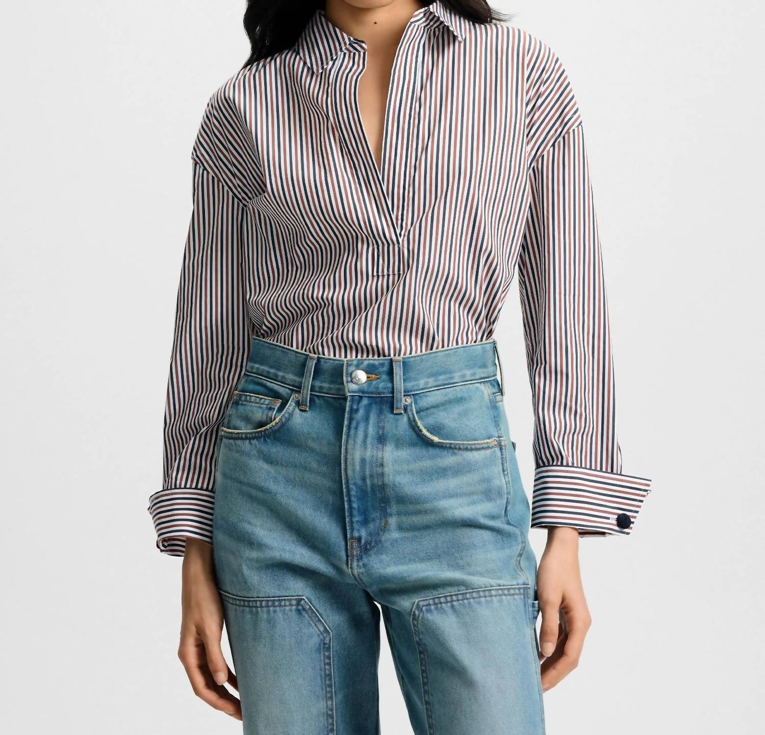 Veronica Beard - Drayond Striped Cuff Sleeve Shirt