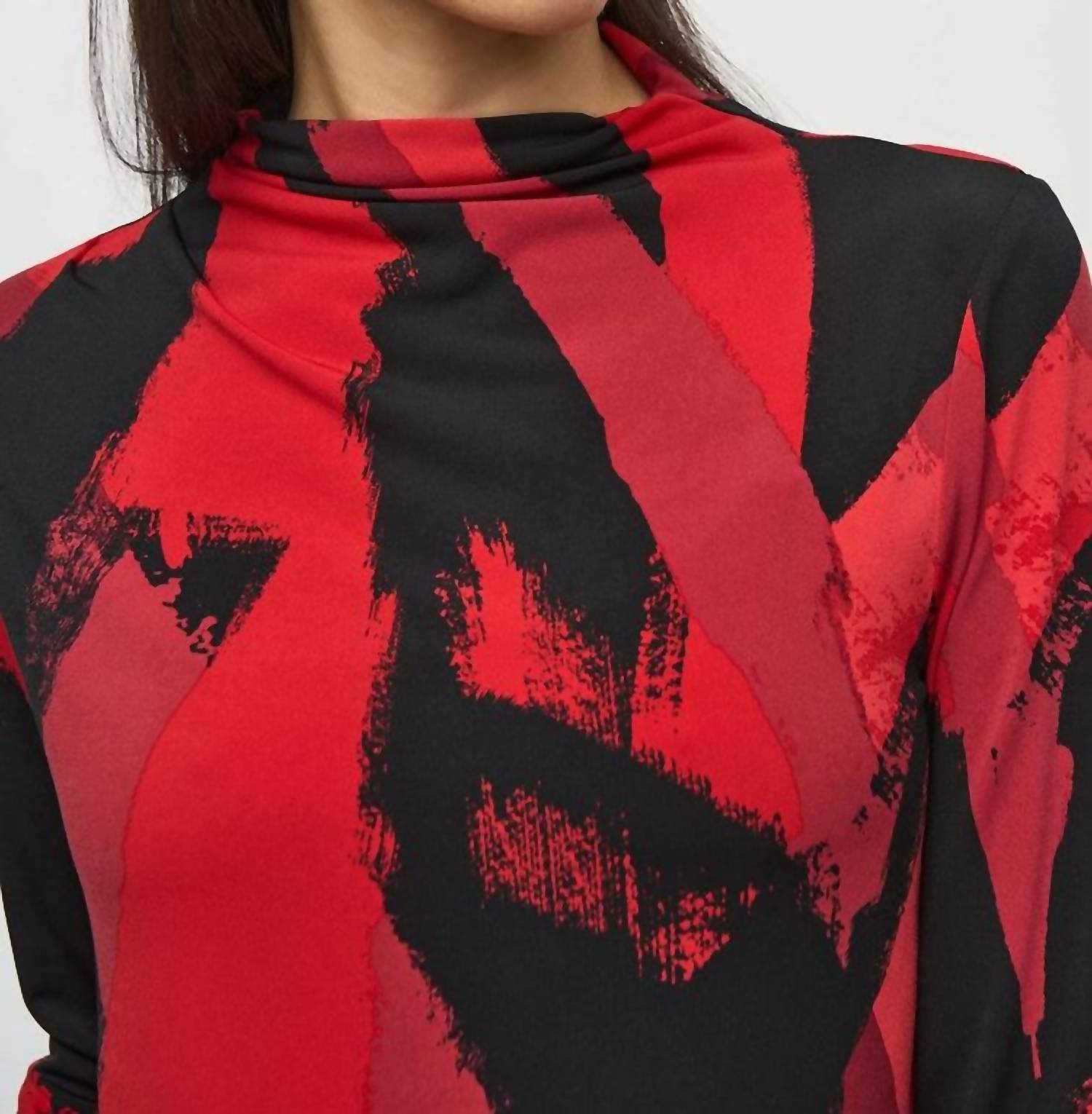 Joseph Ribkoff - Silky Knit Abstract Print Mock Neck Top