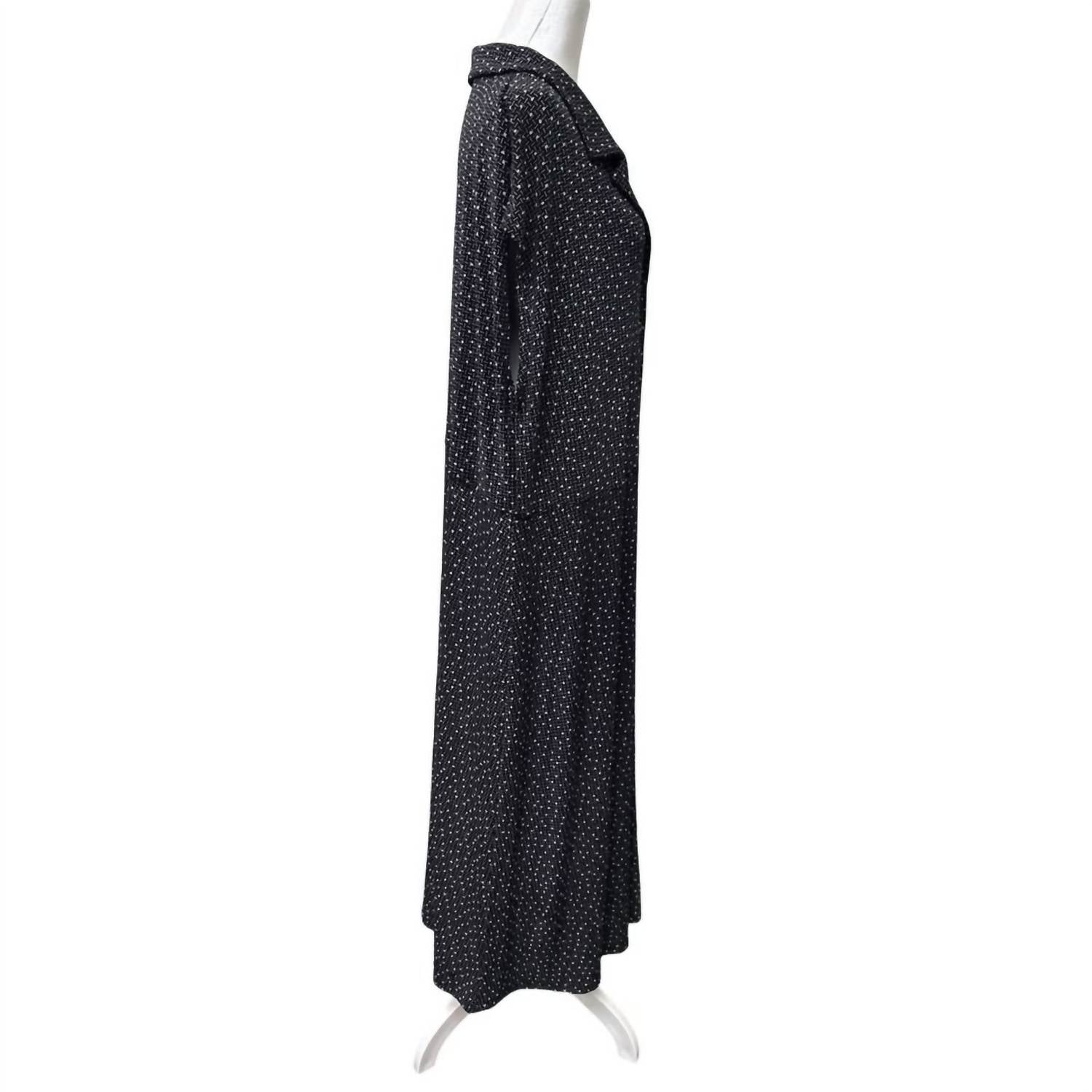 Vikki Vi Women's Sleeveless Front Button Square Dot Pattern Midi Dress in black - women's dress - view 4