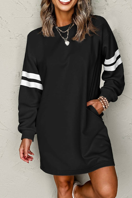 Dear Lover - Contrast Banded Sleeve Sweatshirt Dress
