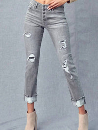 Kancan - Distress High Rise Skinny Straight Jean