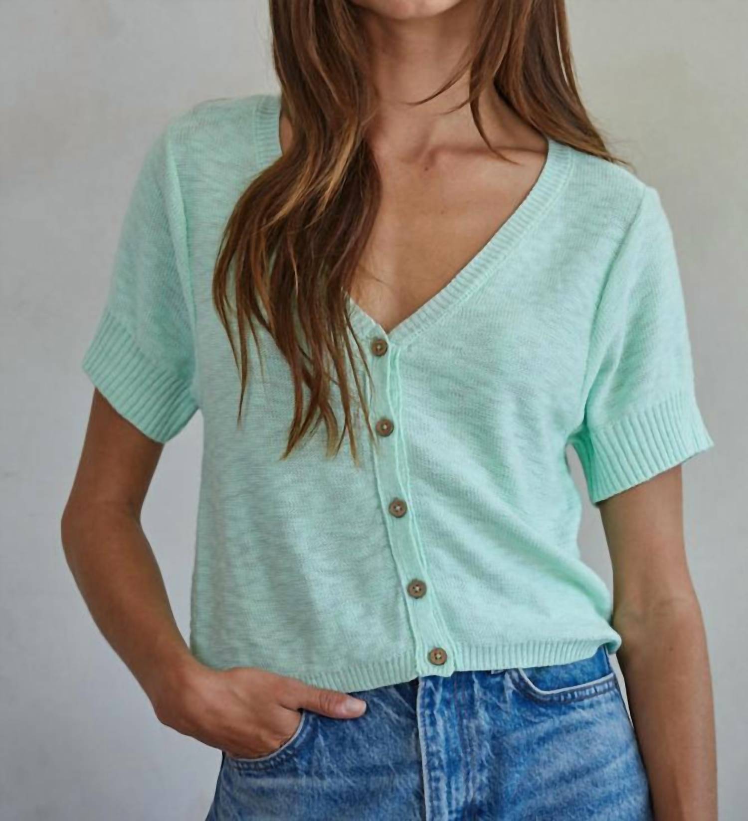 By Together Deacon Cardigan Top in light mint - women's cardigan