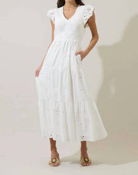 Sugarlips - Kinna Eyelet Sunfire Tiered Midi Dress