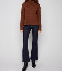 Charlie B - Cowl Neck Sweater With Diagonal Cable