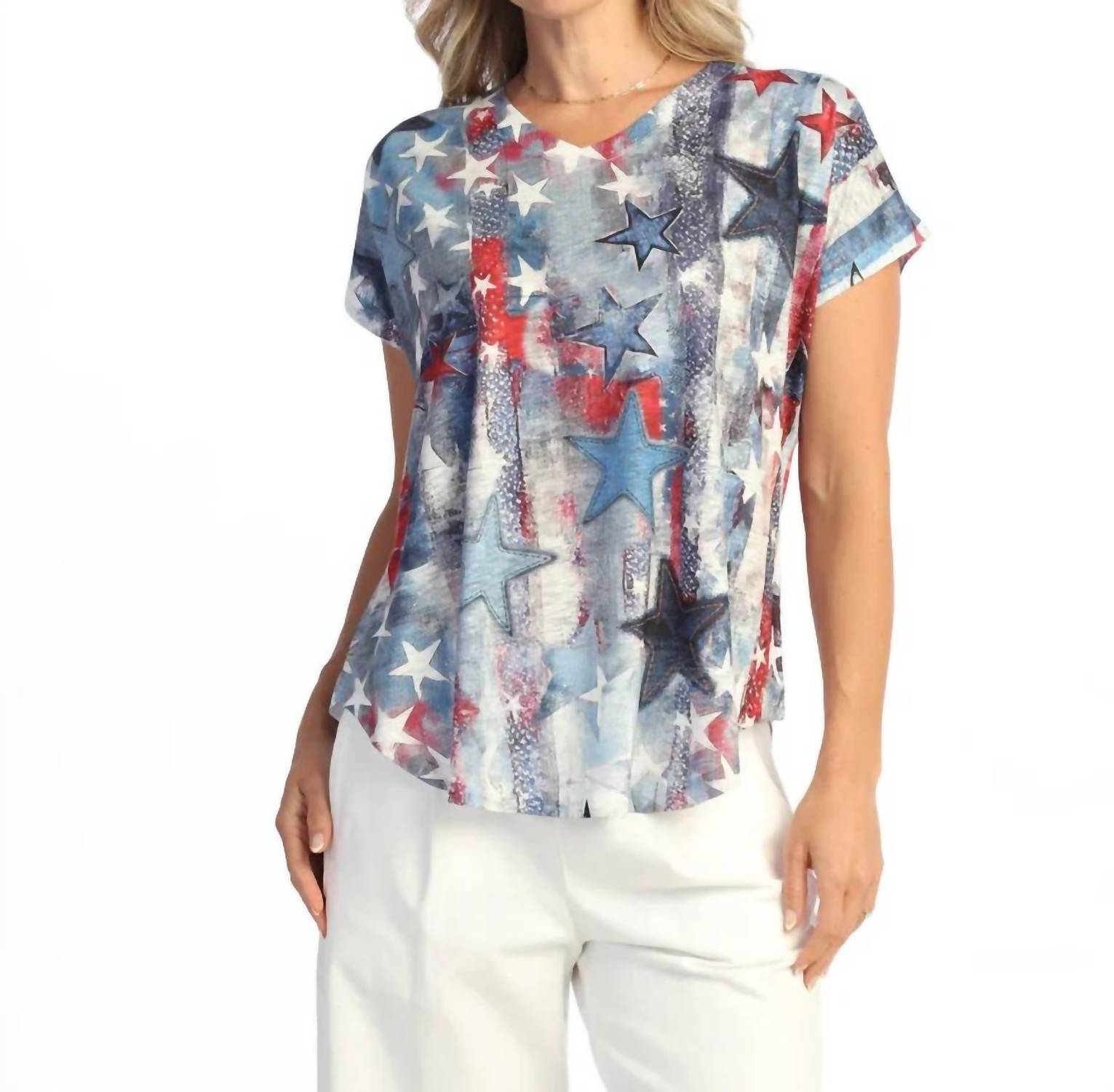 Jess & Jane - Dolman Cap Sleeve Print Top