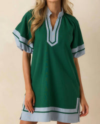 Entro - Linen Blend Short Sleeve Mini Dress