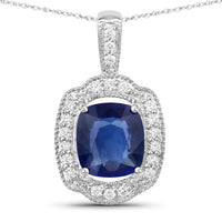 Diana M Jewels - Women's Cushion Natural Sapphire Pendant Necklace (2.53 Ct) - Signature
