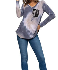 Heimish Usa - Tie Dye Vneck Long Sleeve Top