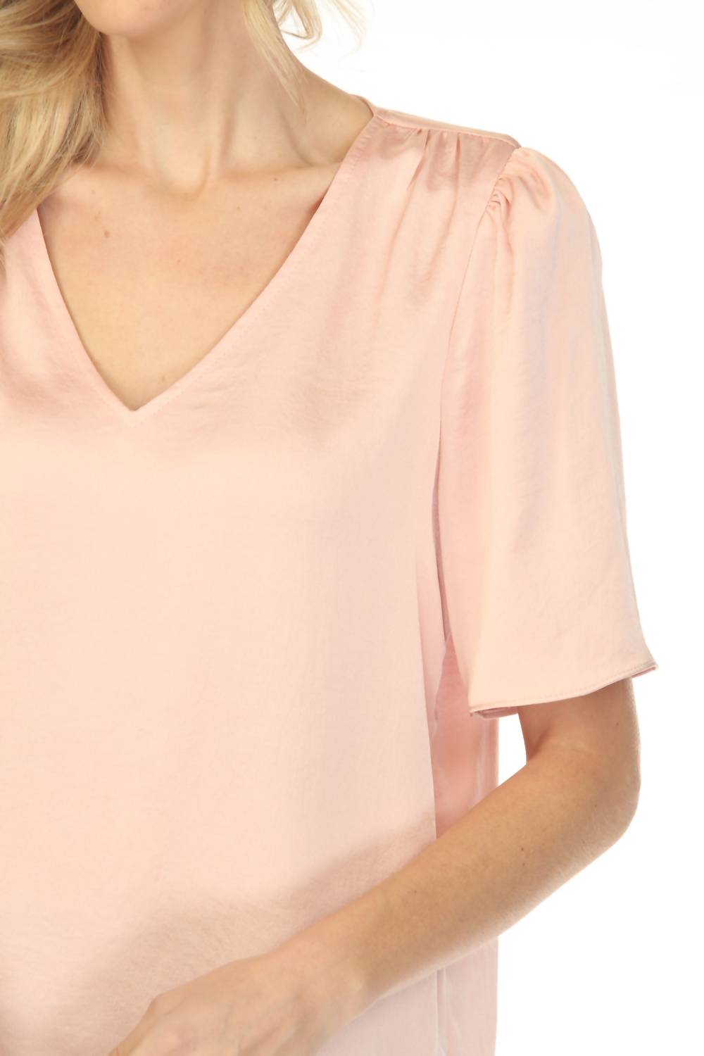 Joseph Ribkoff - V-neck Puff Sleeve Satin Top