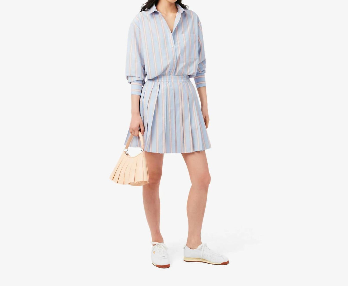Lacoste - Poplin Short Striped Pleated Skirt