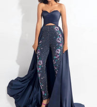 Rachel Allan - Stretch Satin Gown With Beaded Pants