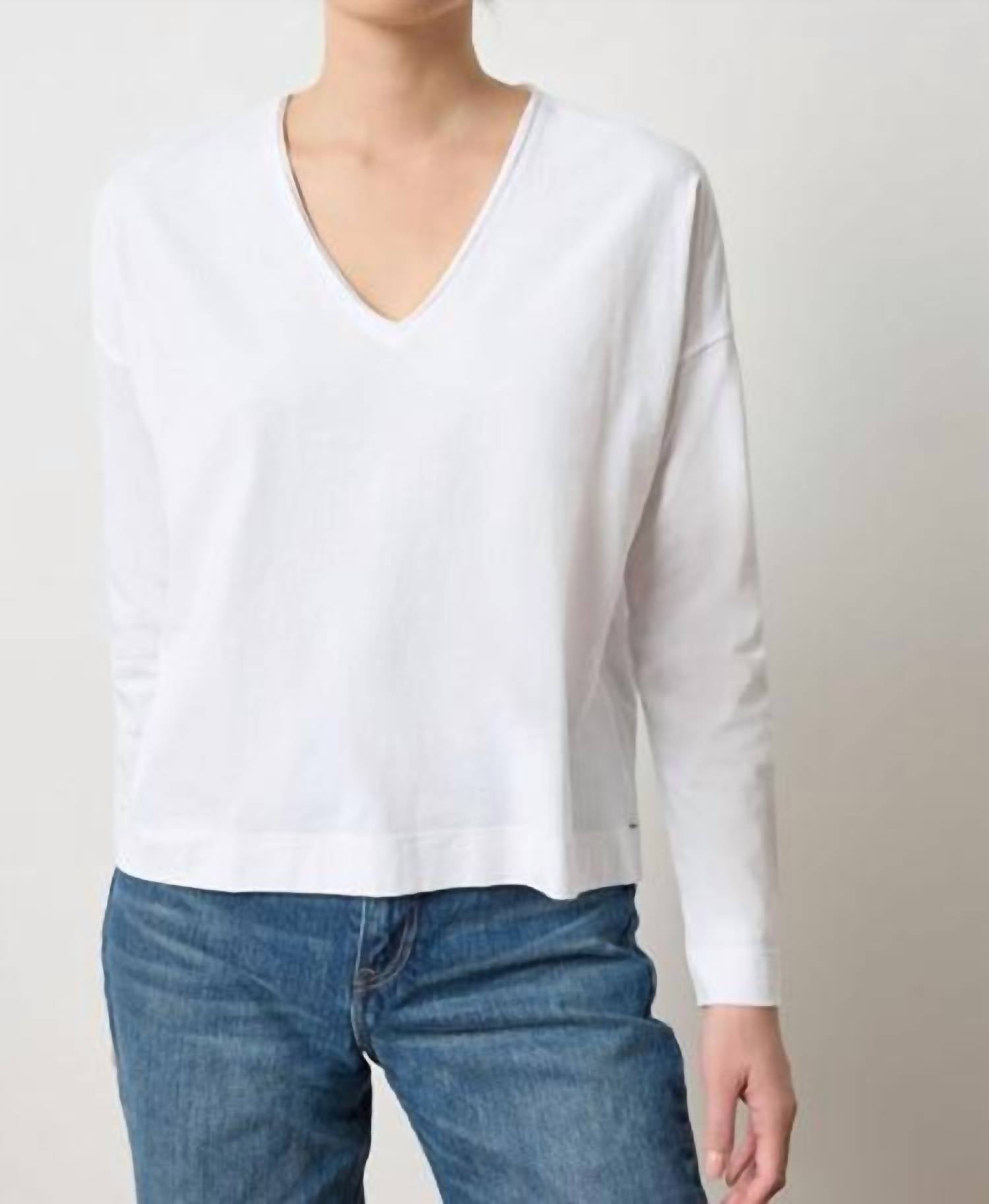 Lilla P - Women's Long Sleeve Cut Edge V-neck Tee