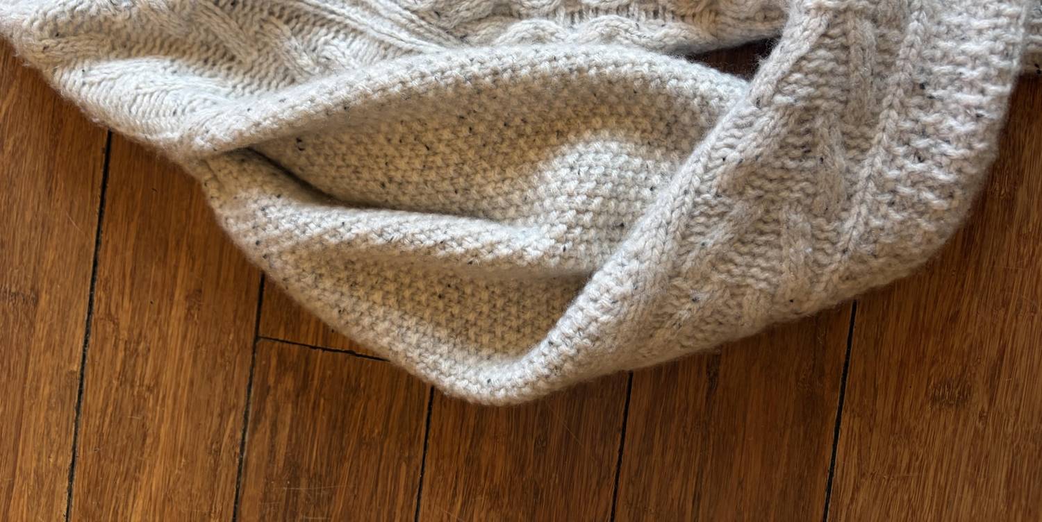 Autumn Cashmere Women's Fisherman Cable Crew Sweater with Pleat Sleeve in husky - women's sweater - alternate view
