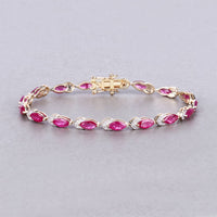 Diana M Jewels Women's Marquise Natural Ruby Bracelet (6.79 Ct) - Elegant in 14k yellow gold - women's item - detail view