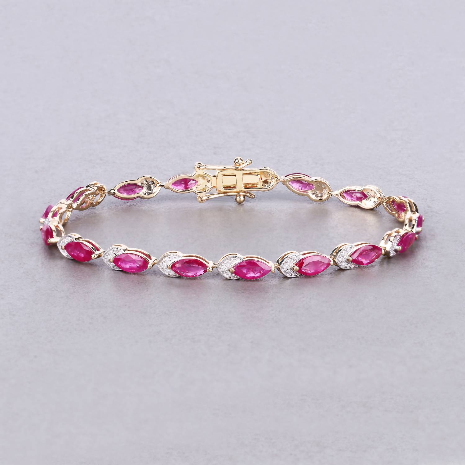 Diana M Jewels Women's Marquise Natural Ruby Bracelet (6.79 Ct) - Elegant in 14k yellow gold - women's item - detail view