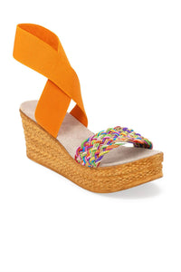 CHARLESTON SHOE CO. Women's Bermuda Platform Wedges Sandals in rainbow orange - women's sandal