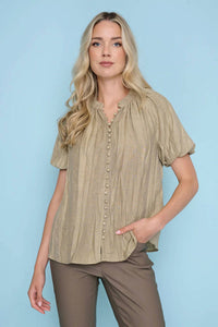 Picadilly - Crinkled Puff Sleeves Top