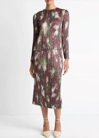 Vince Micro Pleated Skirt in lilac print - women's skirt