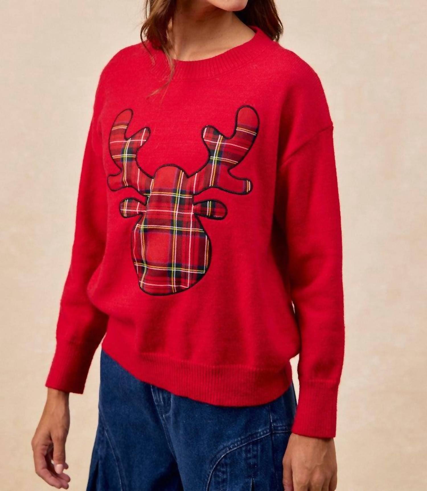 Bibi - Reindeer Games Plaid Sweater