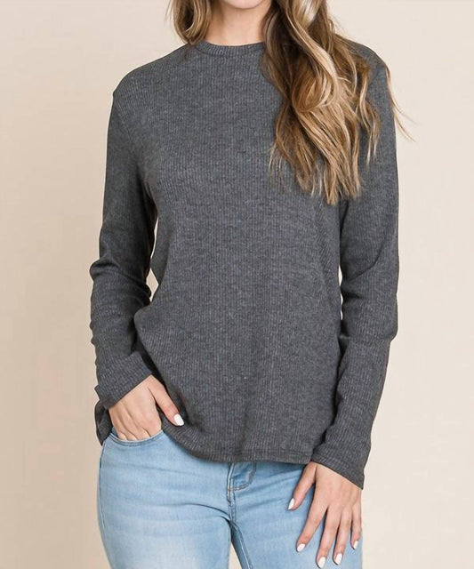 Bombom - Relaxed Fit Crew NeckLong Sleeve Top