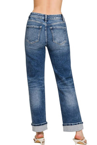 Zenana - Cuffed Straight Leg Jeans