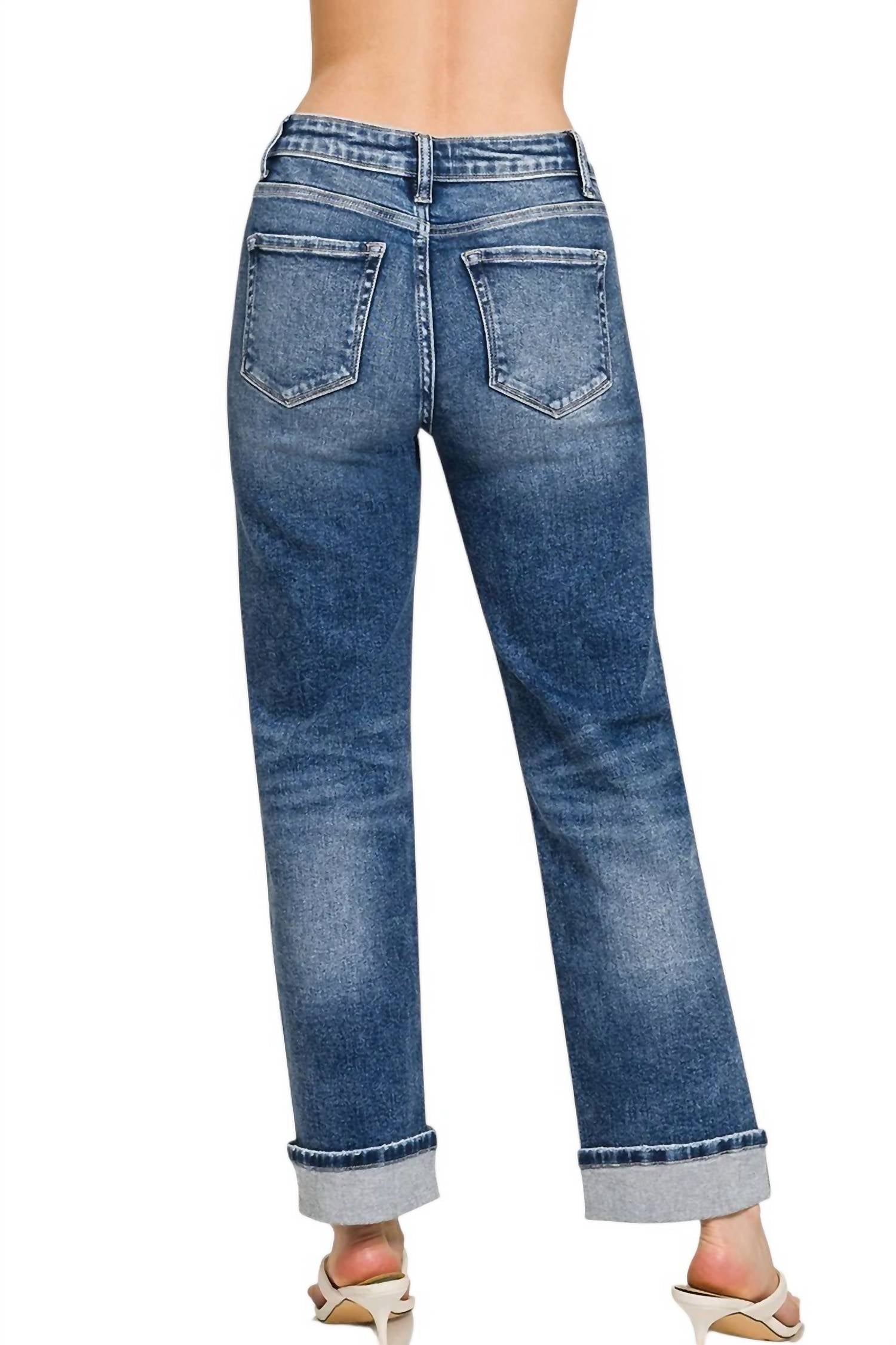 Zenana - Cuffed Straight Leg Jeans