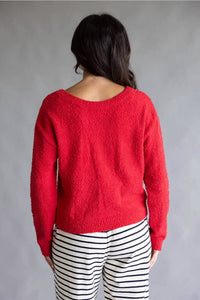 La Miel - Fuzzy Reversible V Neck Sweater