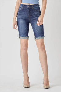 Risen - Mid Rise Clean Cuffed Bermuda Shorts