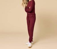 SOFTiES Jersey Crew Neck Lounge Set in cherry cola - women's sleepwear - alternate view