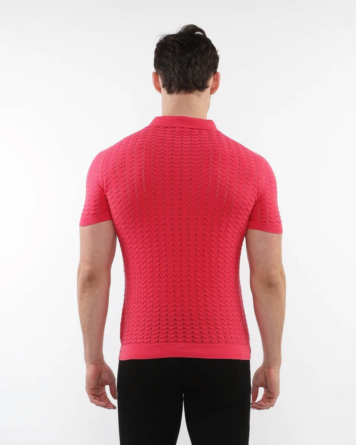 Postmarc - Textured Chevron 3-button Cotton Knitted Polo