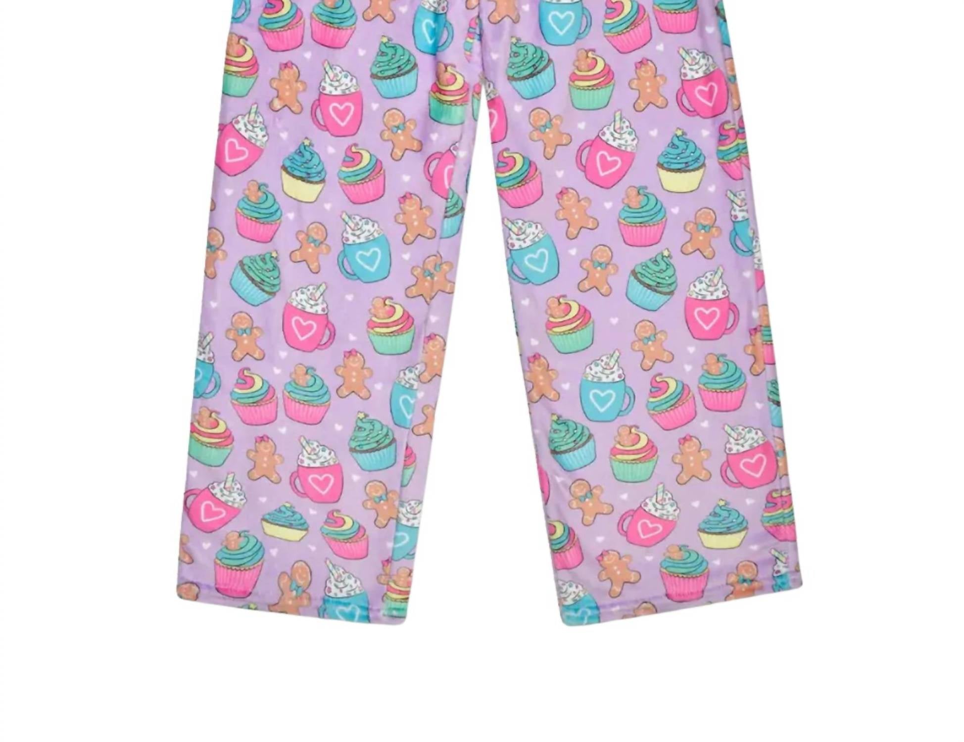 iScream Kid's Ginnie Gingerbread Cafe Plush Pants in pink multi - kids' joggers