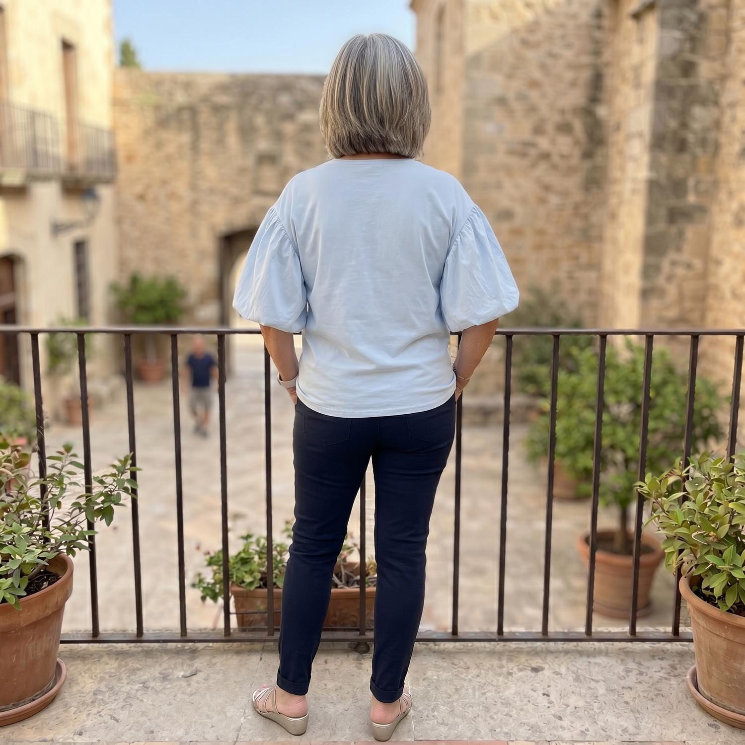 Made in Italy The Soft Statement Everyday Top in italy the soft statement everyday top in sky blue - women's blouse - view 4