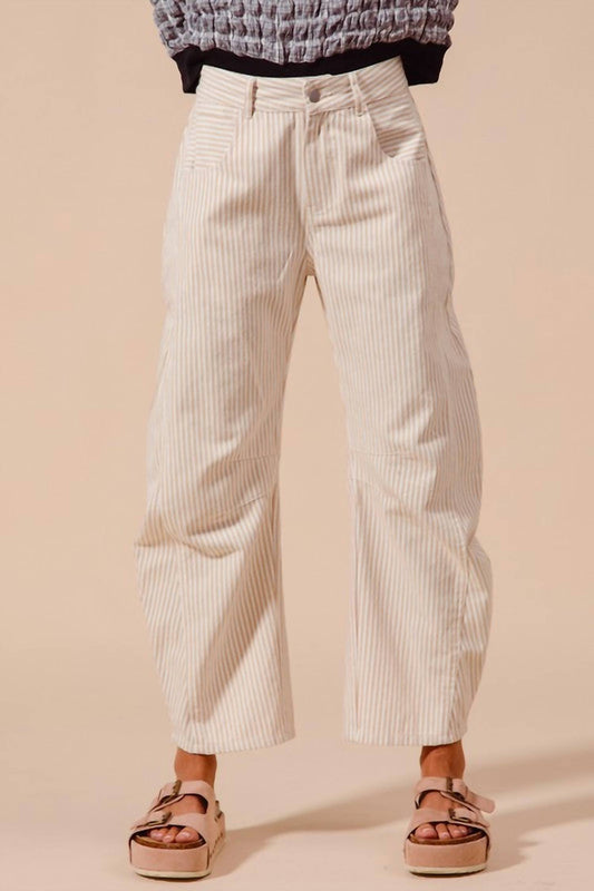 So Me - Pinstripe Barrel Trousers