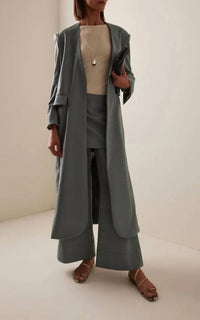 Sloan - Summer Wool Long Collarless Coat