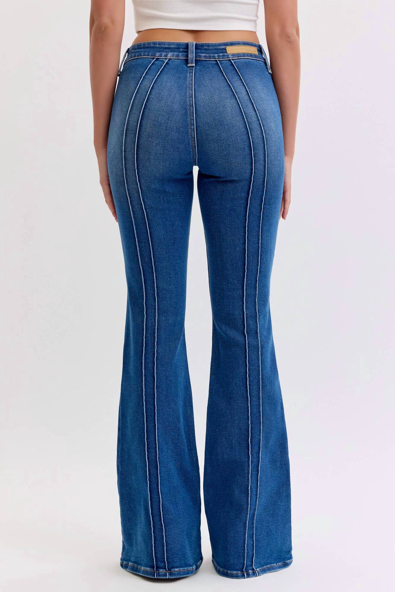 CELLO Mid-rise Flare Jeans in medium wash blue - women's jeans - view 5