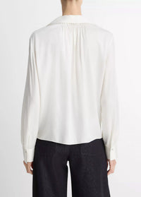 Vince - Smocked Silk-blend Long-sleeve Blouse